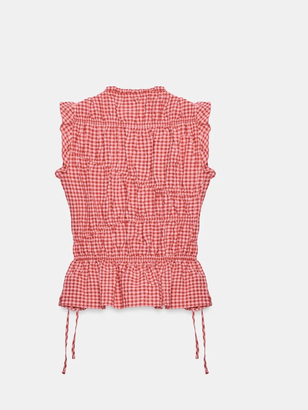 ZARA GINGHAM RUCHED TOP - Picture 5 of 6